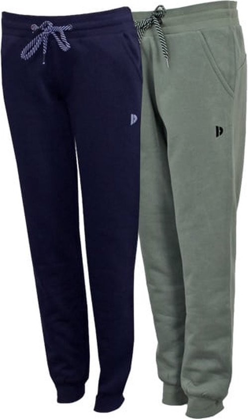 2-Pack Donnay - Joggingbroek met elastiek (Carolyn) - Sportbroek - Dames - Navy/Jungle green (547) - maat XXL