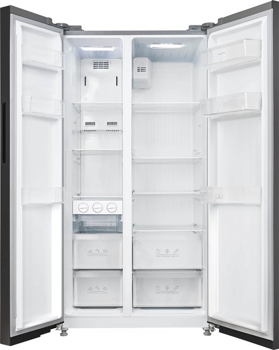 Inventum SKV0178B No Frost energiezuinige Amerikaanse koelkast - 555 liter - Digitaal led-display - IJsblokjesmaker - Stil: 37 dB - Superkoelen - Supervriezen - 2 deuren - Energielabel D - Zwart