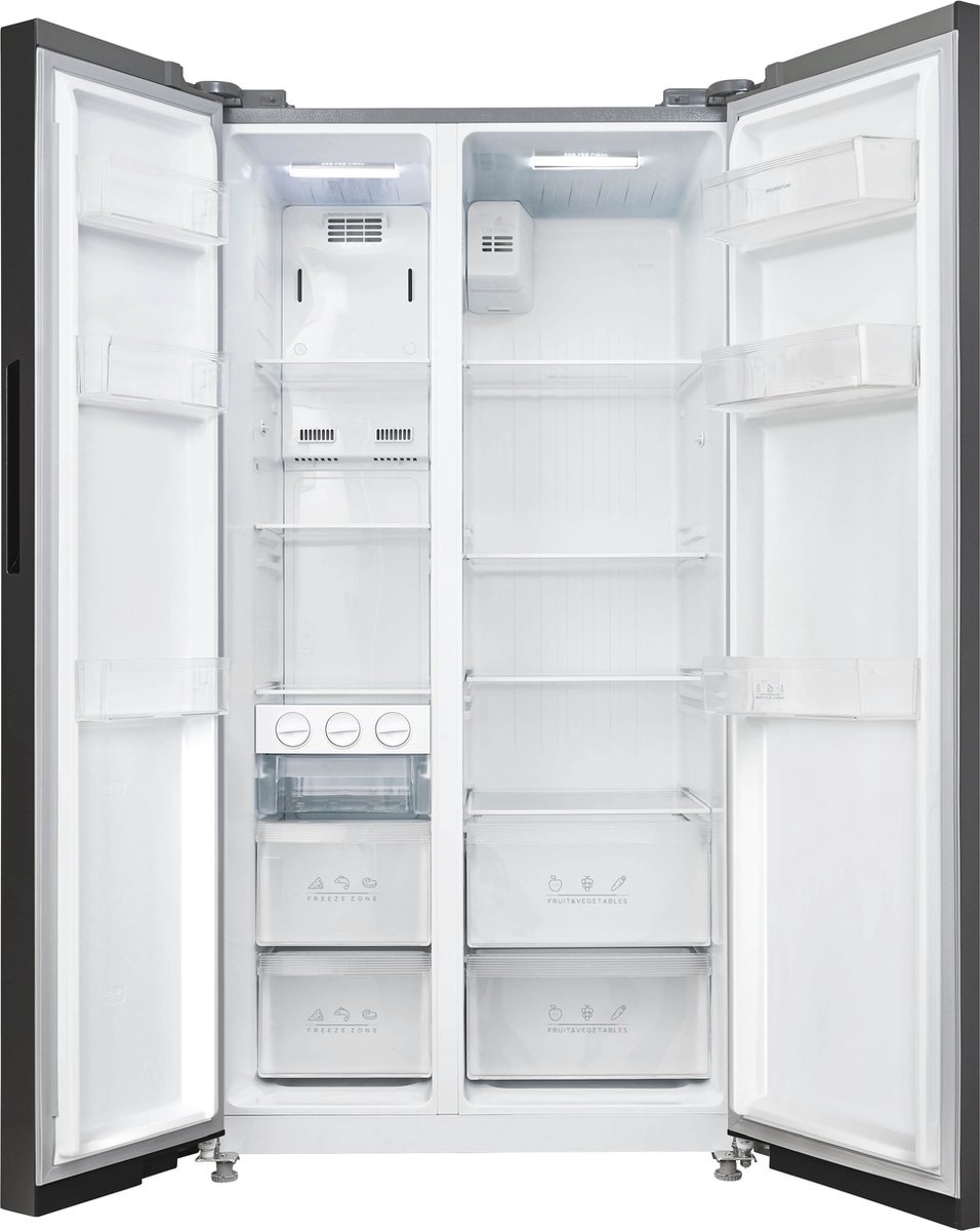 Inventum SKV0178B No Frost energiezuinige Amerikaanse koelkast - 555 liter - Digitaal led-display - IJsblokjesmaker - Stil: 37 dB - Superkoelen - Supervriezen - 2 deuren - Energielabel D - Zwart — afbeelding 3