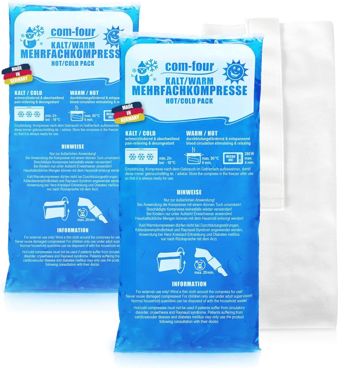 Goedkoopste Grote meervoudige kompressen voor koude en warme toepassingen met fleece-hoes en gel-coolpack