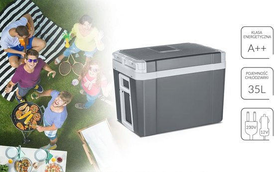 briebe CF1155 Nevera Portátil Eléctrica de Viaje para Coche, Camping, 12V / 220V, Capacidad 40 L, Ruedas, Refrigera, Mantiene el Calor, Modo Bajo Consumo, Gris