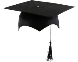 WiseGoods Premium Afstudeerhoed - Geslaagd - Graduation - Toga Hoed - Schoolspullen - Cadeau - Kostuum Accessoires - Cap Zwart