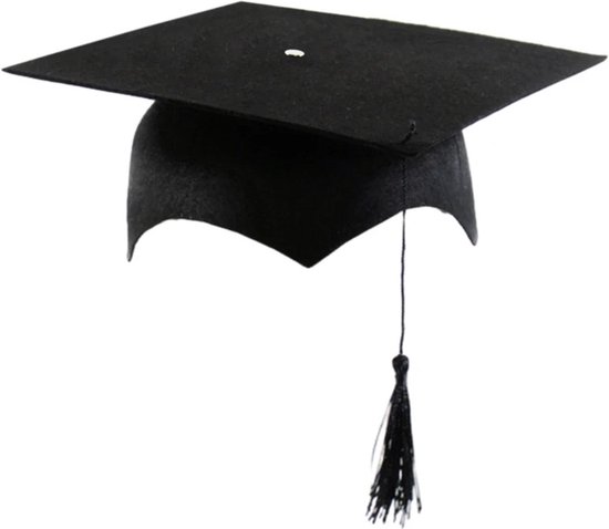 WiseGoods Premium Afstudeerhoed - Geslaagd - Graduation - Toga Hoed - Schoolspullen - Cadeau - Kostuum Accessoires - Cap Zwart