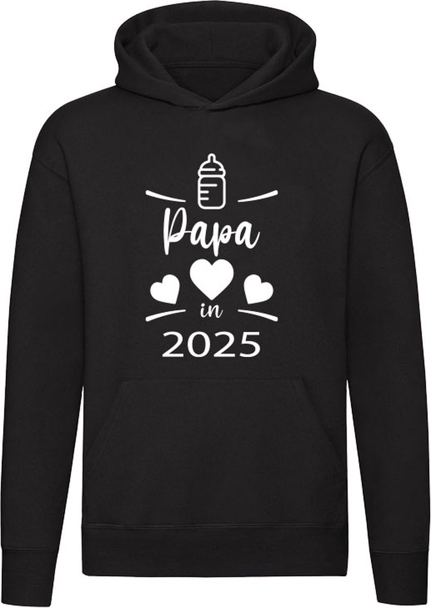 Papa in 2025 Hoodie - vader - bekend maken - kindje - baby - in verwachting - vaderdag - unisex - trui - sweater - capuchon
