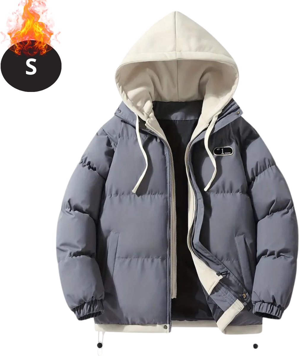 Livano Winterjas - Parka - Heren - Winter - Jas - Volwassen - Stijlvol - Met Capuchon - Gewatteerde Jas - Grijs - S