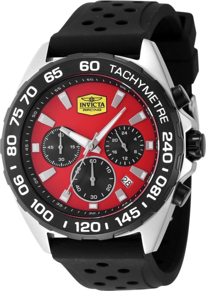 Invicta Invicta Racing 47772 Heren Horloge - Waterdicht - Analoog - Quartz Uurwerk - Roestvrij Staal met rode Wijzerplaat - 43mm