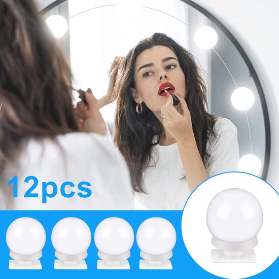 LED-verlichting voor veelkleurige spiegel, make-upspiegel Lichtset 10 LED- lampen Decoratie Hollywood-make-upspiegel Dimbare USB-kabel Vanity Light Dressoir Tafel Badkamer