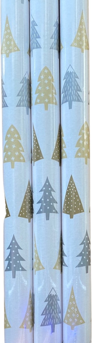 FESTIVE GIFTS Inpakpapier - Cadeaupapier - 200 x 70cm - 3 rollen - Kerst - Luxe Cadeauverpakking - Kleurrijk