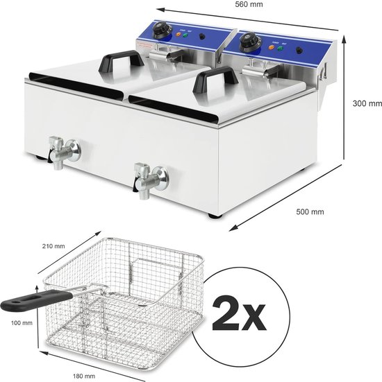 Commerciële diepe friteuse met mand, 3000 W roestvrij staal elektrische diepe friteulen aanrecht oliebaan met temperatuurbegrenzer en timer for kalkoenfrites/14596 (Size : 12L