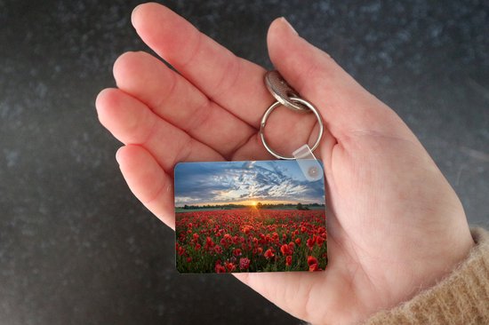 Sleutelhanger - Bloemen - Klaproos - Rood - Uitdeelcadeautjes - Plastic