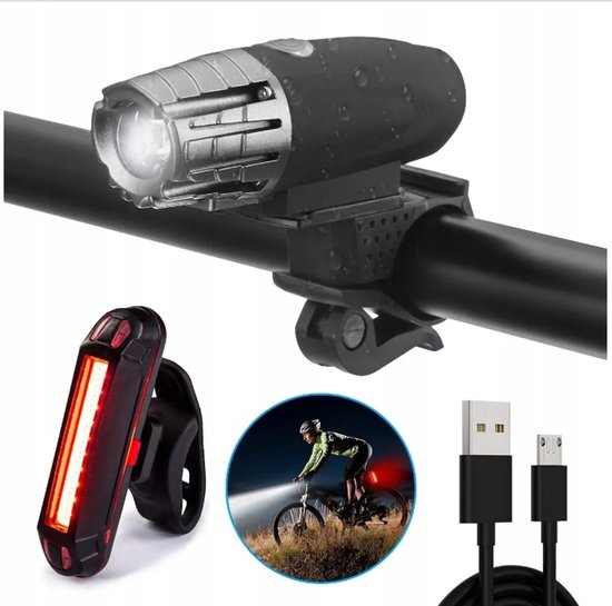 Luxtra LED fietsverlichtingsset max. 30 lux, met accu en USB