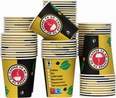 KURTT 200 Koffiebekers to go - Koffiebeker karton Goud Zwart - 8oz/200ml - drinkbekers, wegwerpbekers, papierenbeker
