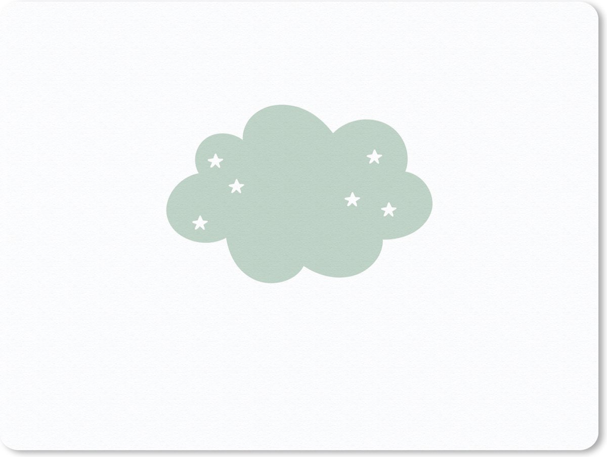 Muismat 23x19 cm - Mousepad Wolk - Meiden - Jongens - Sterren - Pastel - Kind - Muismatten