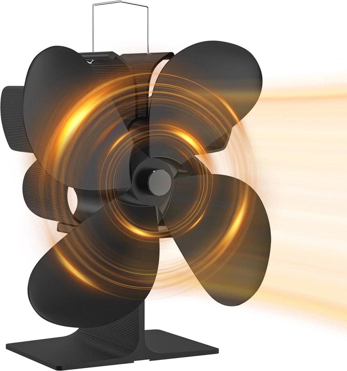 Kachelventilator zonder stroom - 4 bladen stille ventilator voor kachel met thermometer