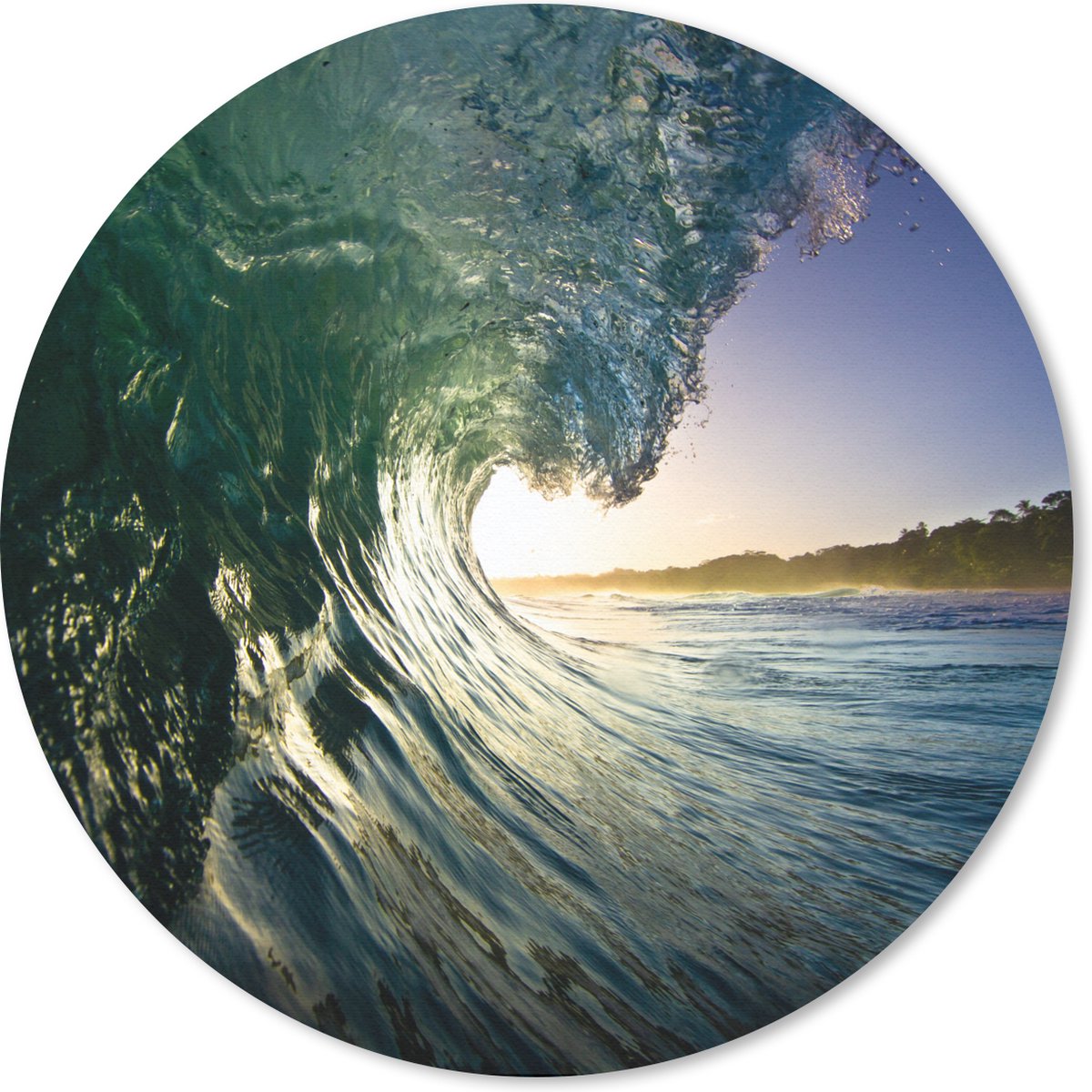 Muismat rond 40x40 cm - Mousepad Zee - Golf - Zon - Ronde muismatten