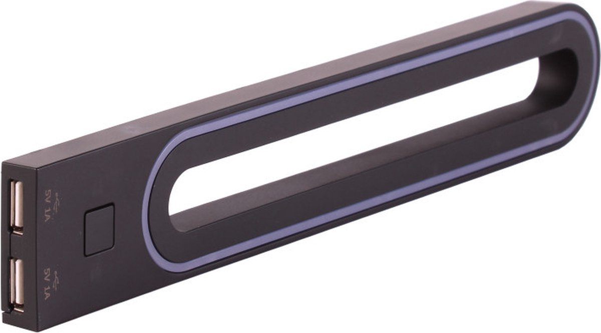 Wandlamp LED 12V/3W Zwart incl. 2x USB