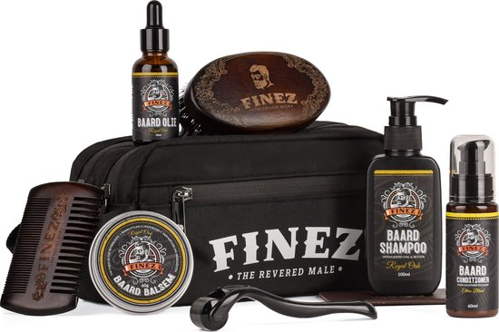 Finez Deep Care Baardverzorging set - Baardborstel  - Baardkam - Baardolie - Baardbalsem - Baardshampoo