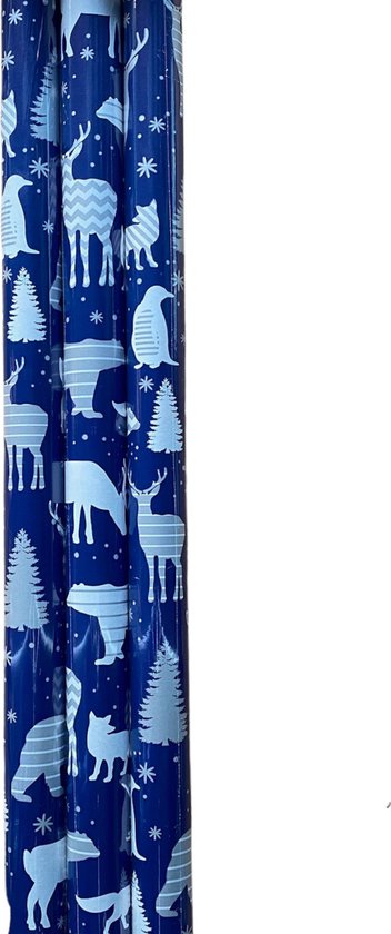 FESTIVE GIFTS Inpakpapier - Cadeaupapier - 200 x 70cm - 3 rollen - Kerst - Luxe Cadeauverpakking - Kleurrijk