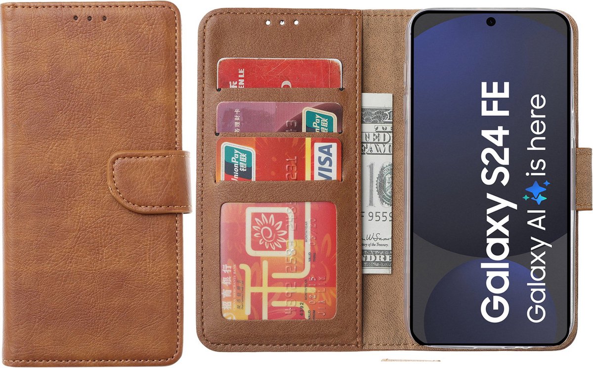 Hoesje geschikt voor Samsung Galaxy S24 FE hoesje - Arara bookcase - Bruin