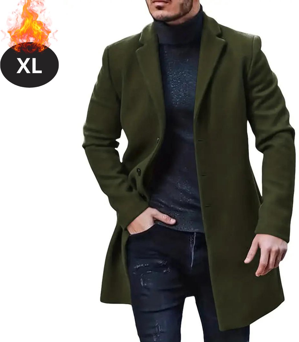 IQYU Trenchcoat gebreide jas voor heren, cardigan winterjas, opstaande kraag, vrijetijdsjas, gevoerde jas met lange mouwen met fleece, jacquard, verdikte sweater, cardigan, warm, overgangsjas met
