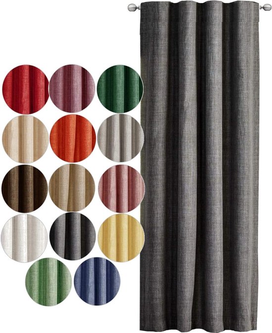 ROOM99 Aura Gordijn met plooiband, 180 x 250 cm breed x hoogte, verduistering, schuifgordijnen, decoratief, modern gordijn, woonkamer, slaapkamer, crème, 1 stuk