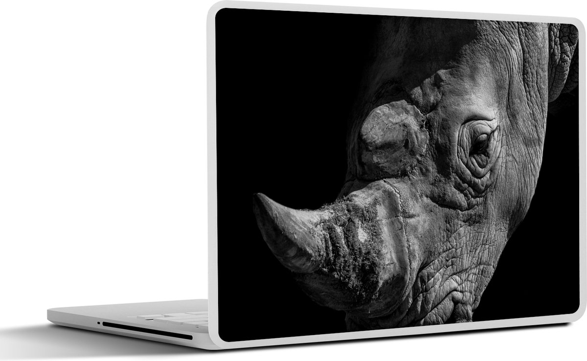 Laptop sticker - 10.1 inch - Neushoorn - Wild dier - Portret - 25x18cm - Laptopstickers - Laptop skin - Cover