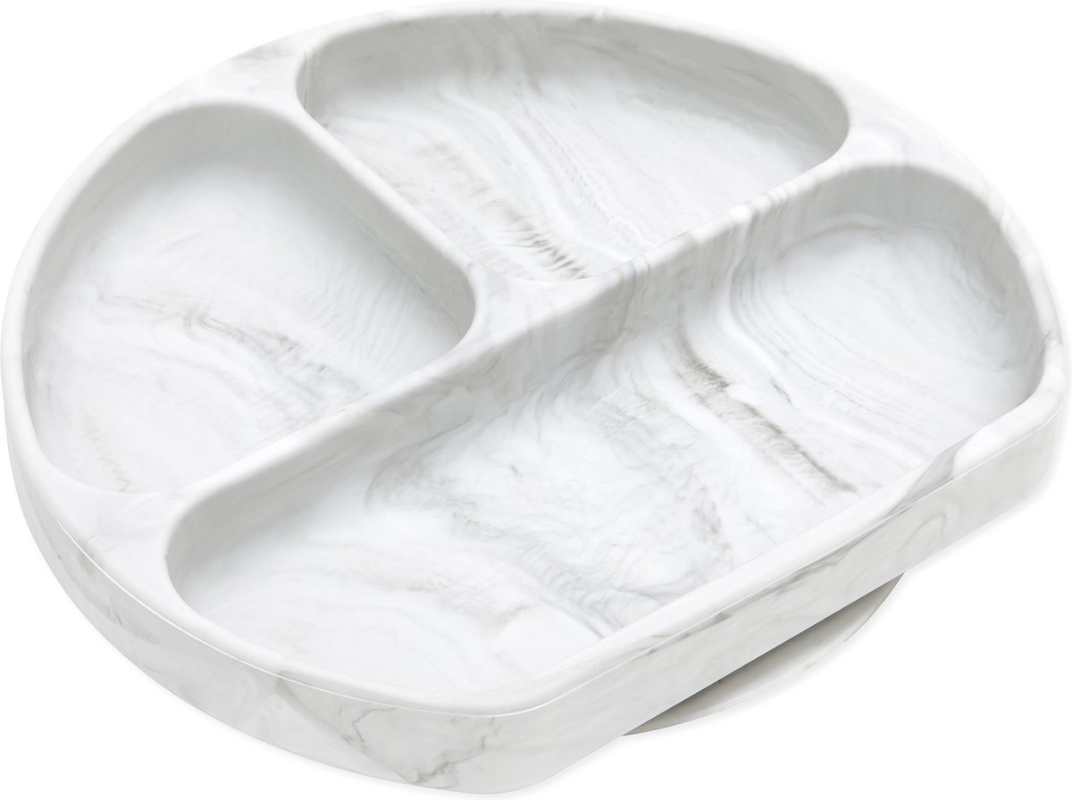 Goedkoopste Bumkins - Siliconen vakjesbord met zuignap (3 vaks) - Marmer