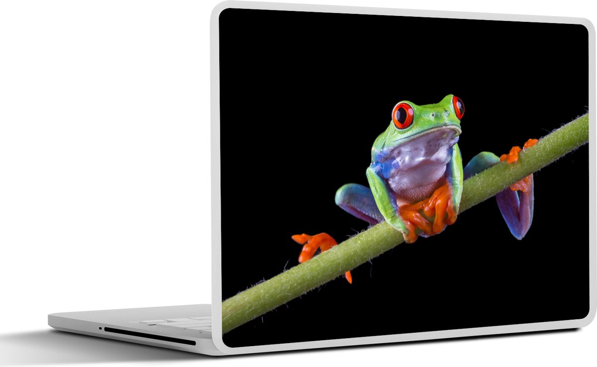 Laptop sticker - 14 inch - Kikker - Plant - Zwart - 32x5x23x5cm - Laptopstickers - Laptop skin - Cover