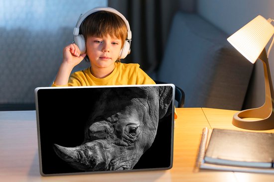 Laptop sticker - 13.3 inch - Neushoorn - Wild dier - Portret - 31x22,5cm - Laptopstickers - Laptop skin - Cover