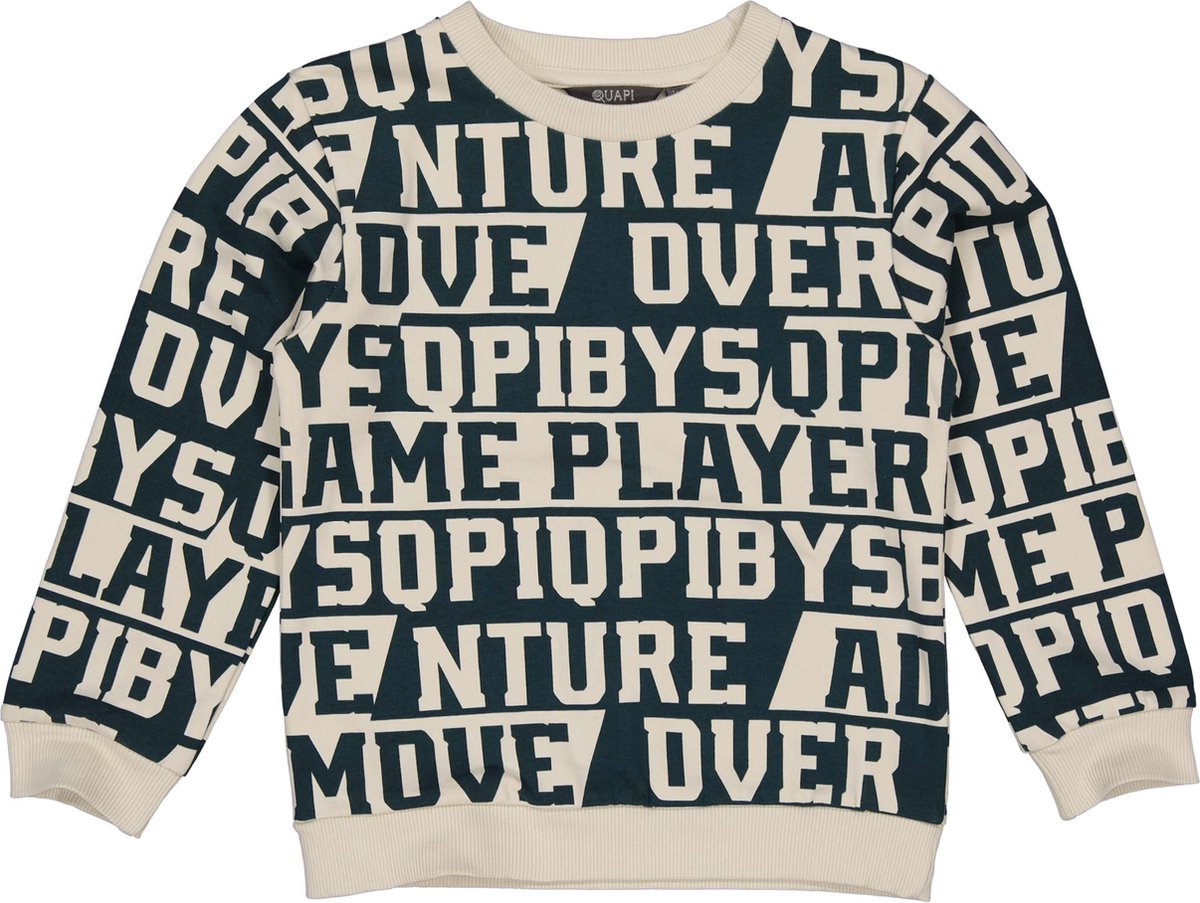 Quapi - Jongens sweater - AOP Bottle Green - Maat 110/116