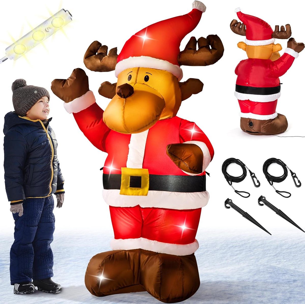 Kerst decoratie buiten Opblaasbaar Rendier 135cm LED Verlicht Montagemateriaal IP44 Buiten Kerst Decoratie Kerstfiguur Kerstmis