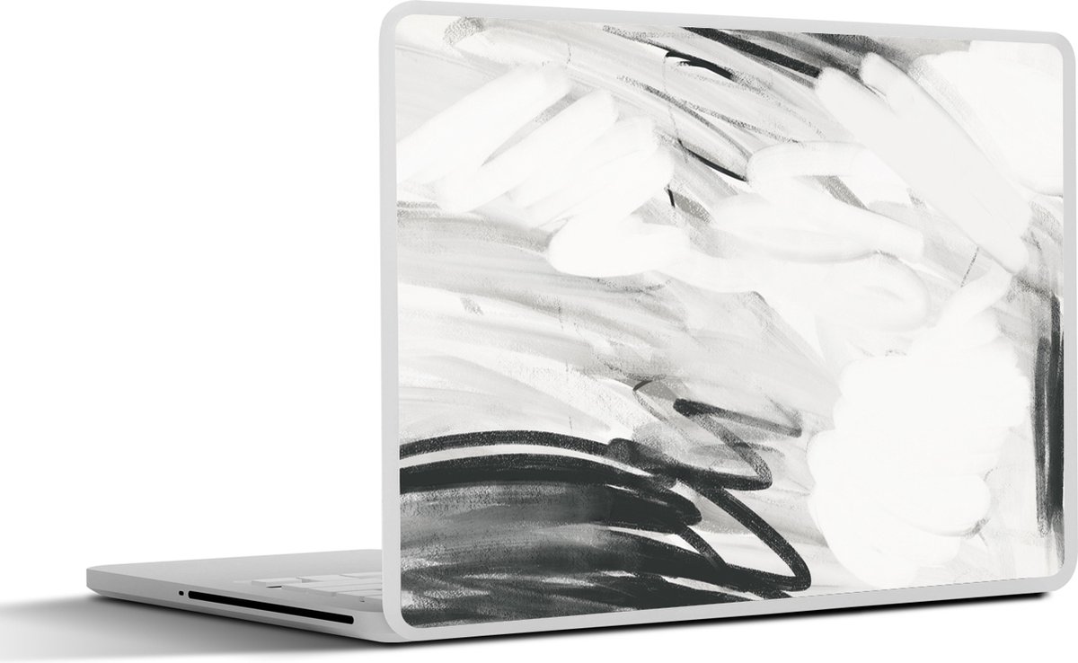 Laptop sticker - 15.6 inch - Zwart - Wit - Grijs - Abstract - 36x27,5cm - Laptopstickers - Laptop skin - Cover