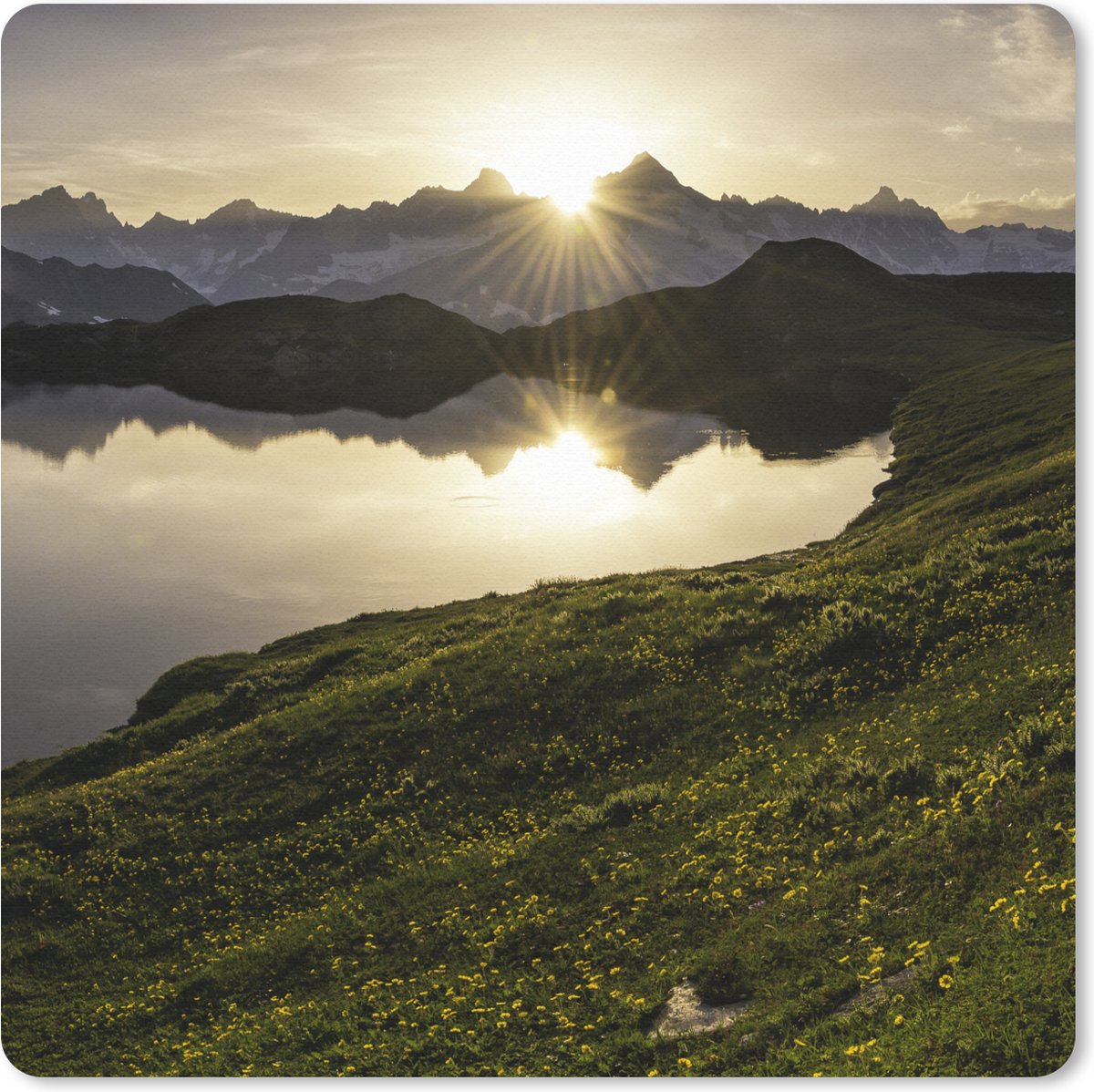 Muismat 30x30 cm - Mousepad Zwitserland - Alpen - Water - Muismatten