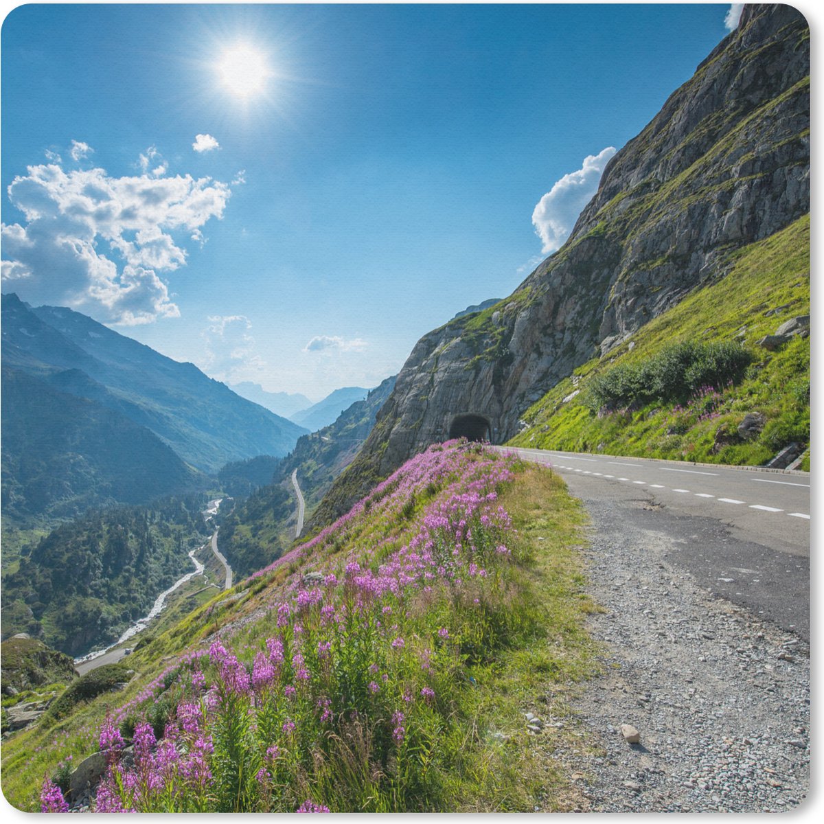 Muismat 30x30 cm - Mousepad Zwitserland - Alpen - Natuur - Muismatten