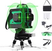 Bol.com Kruislijnlaser Groen 30M met 3x360° Nivelleringslinies | Zelfnivellerend Laserniveau met 12 Laserlijnen en IP54 Bescherm... aanbieding