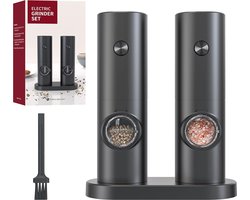 Zout- en Pepermolen Set van 2 - Elektrische Kruidenmolens met 5 Instelbare Maalgraden en LED-Licht