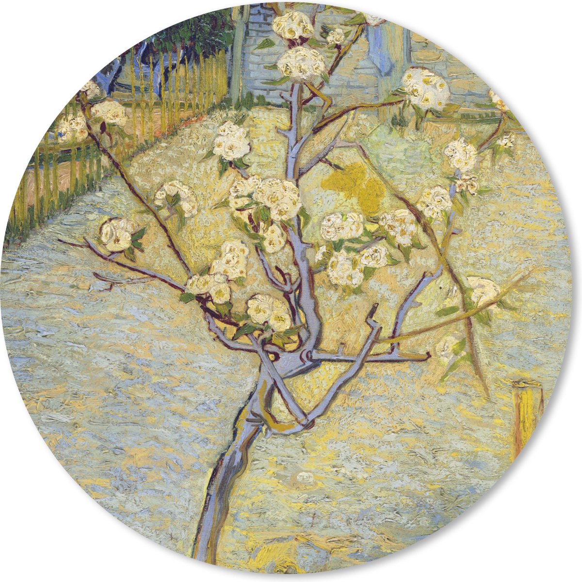 Muismat rond 30x30 cm - Mousepad Perenboompje in bloei - Vincent van Gogh - Ronde muismatten