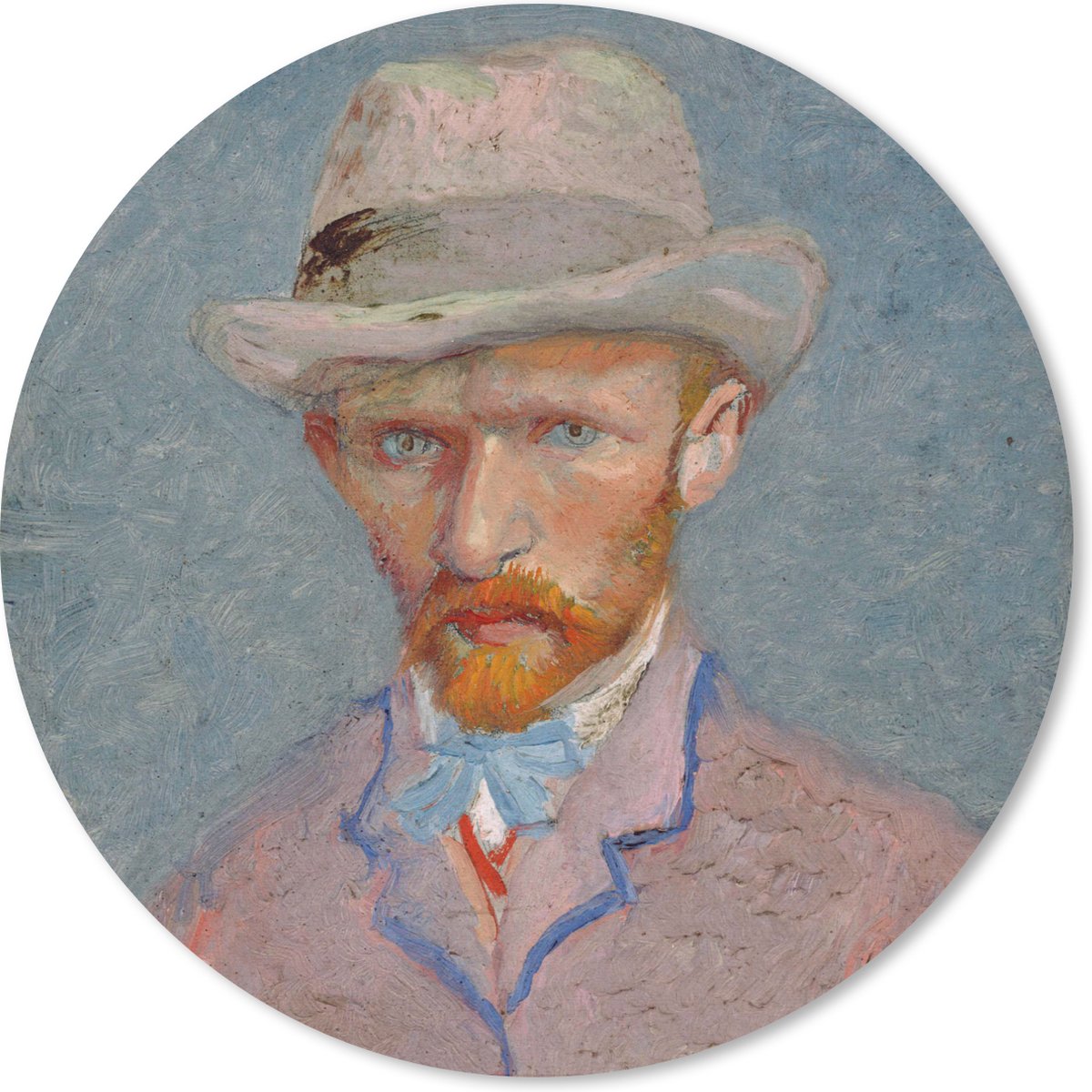 Muismat rond 50x50 cm - Mousepad Zelfportret - Vincent van Gogh - Ronde muismatten