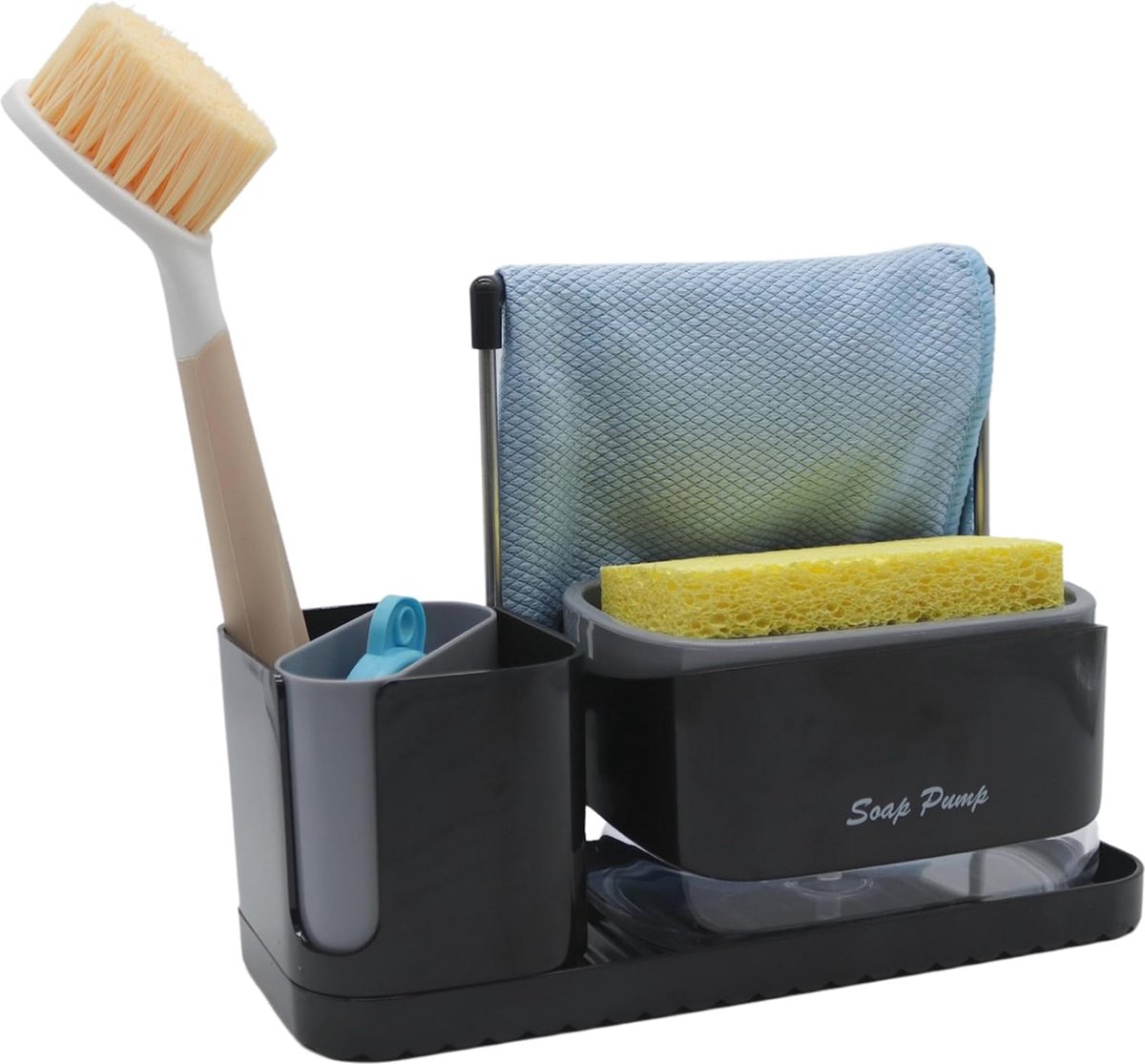 Goedkoopste Afwasmiddeldispenserset met spoelbak-organizer - 4-in-1 Keukenaccessoire voor een opgeruimde keuken