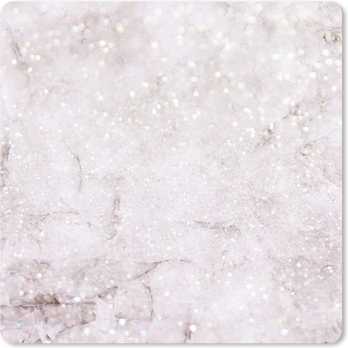 Muismat 20x20 cm - Mousepad Marmer - Glitter - Zilver - Muismatten