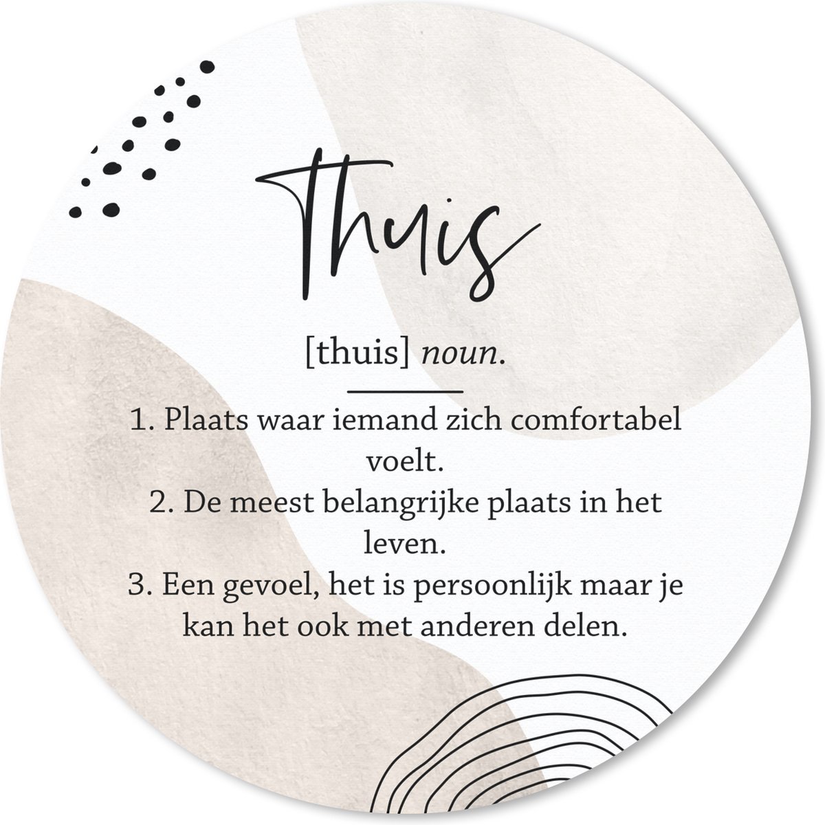 Muismat rond 50x50 cm - Mousepad Thuis - Happy - Quote - Ronde muismatten