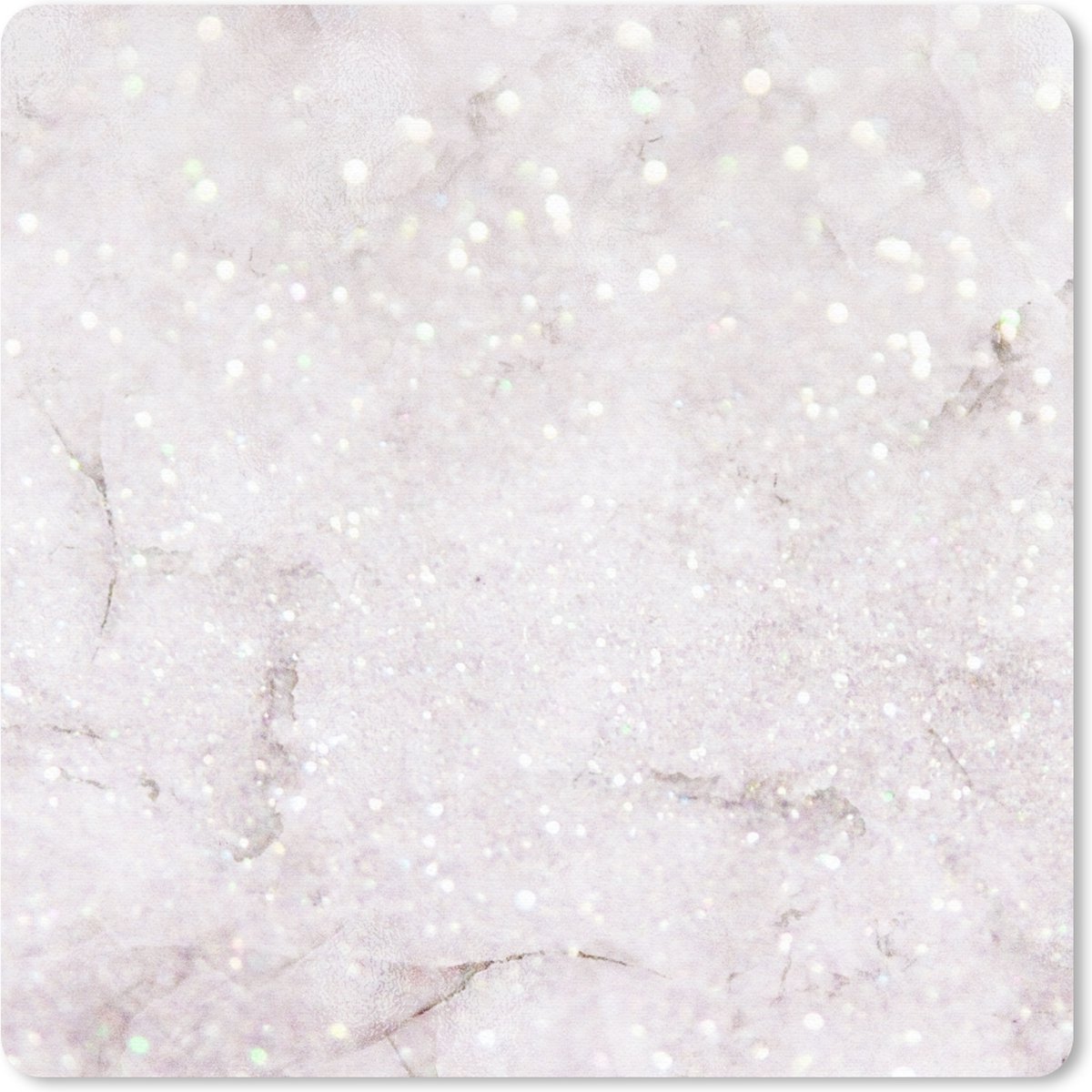 Muismat 20x20 cm - Mousepad Marmer - Wit - Glitter - Muismatten