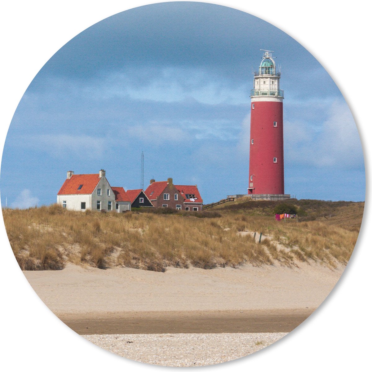 Muismat rond 50x50 cm - Mousepad Vuurtoren in Nederland - Ronde muismatten