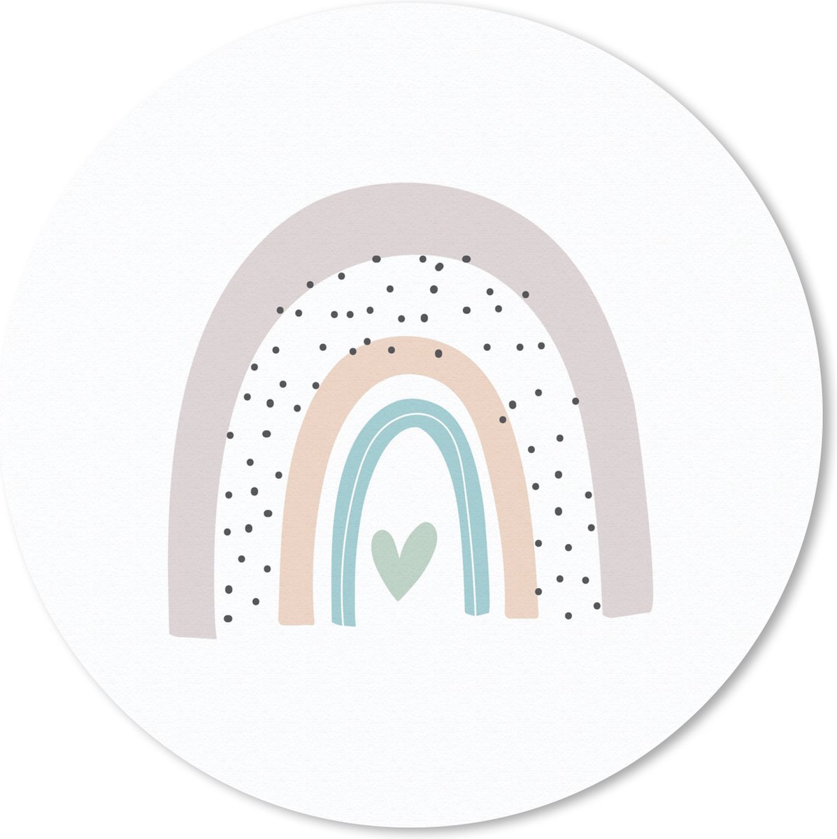 Muismat rond 20x20 cm - Mousepad Regenboog - Hart - Stippen - Kinderen - Kids - Ronde muismatten