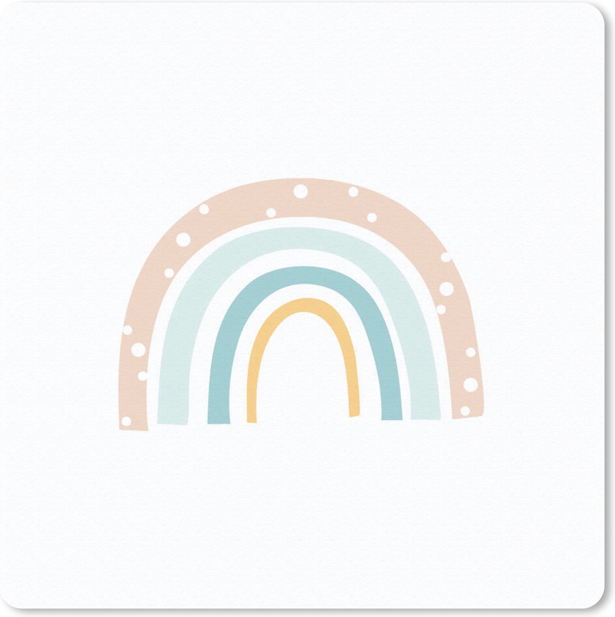 Muismat 20x20 cm - Mousepad Regenboog - Kinderen - Pastel - Stippen - Baby - Muismatten