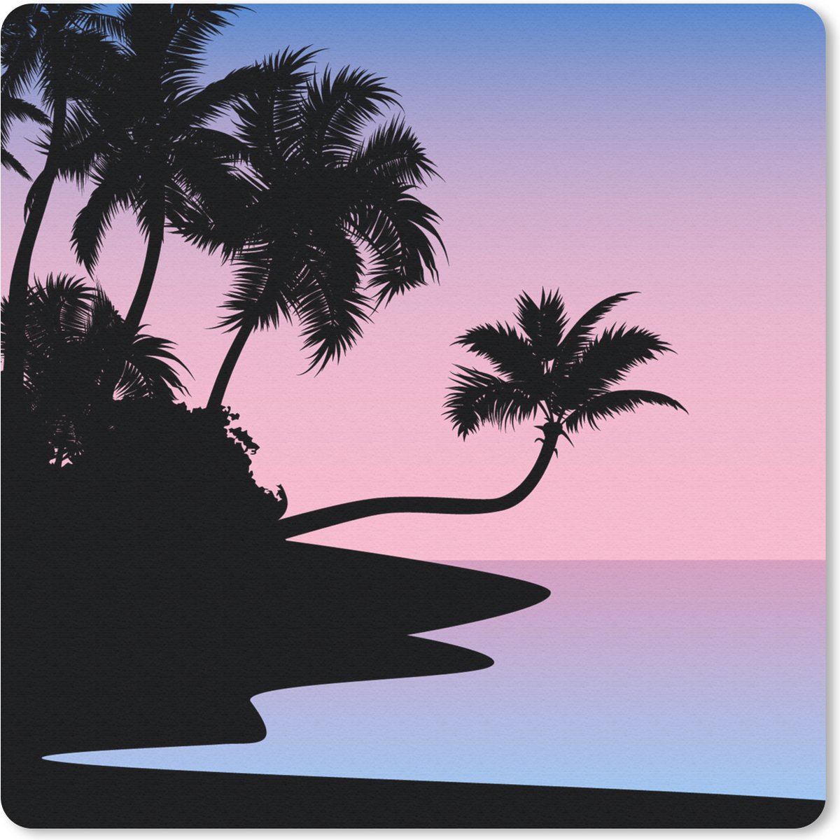 Muismat 20x20 cm - Mousepad Palmboom - Strand - Schaduw - Muismatten