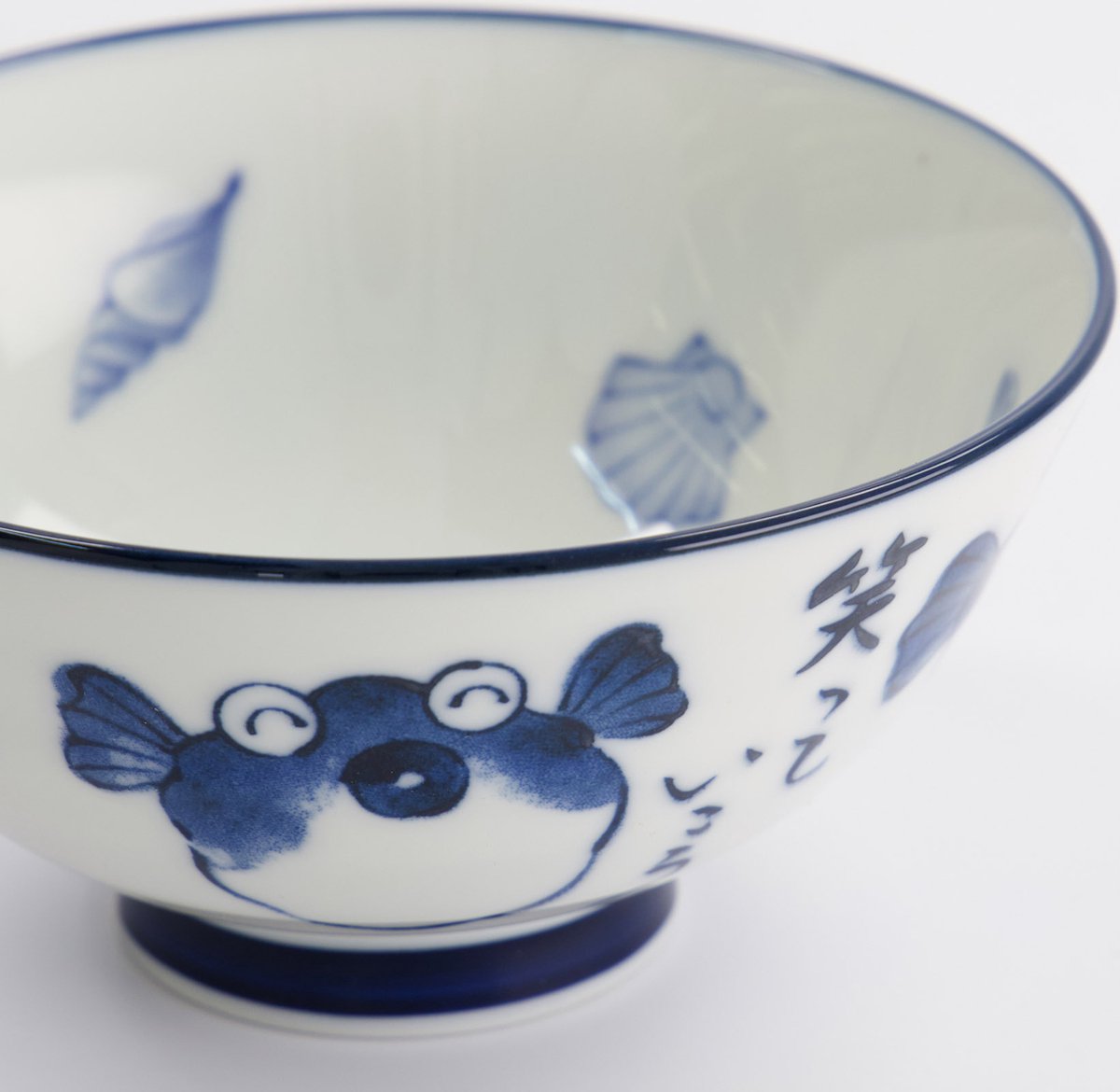Tokyo Design Studio - Kawaii - Rijstkom - Kogelvis - Blauw/Wit - 300 ml - 11.3 x 5.8 cm