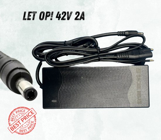 Sache Bikes Oplader – Charger geschikt voor Windgoo – DYU Elektrische Fiets – Hoverboard – Hitway – Envivo step – Oxboard – Navee -Xiaomi – 42V 2A – Oplader Elektrische Fiets – 42V 2A – Elektrische Step Oplader geschikt voor Denver – 42V 2A