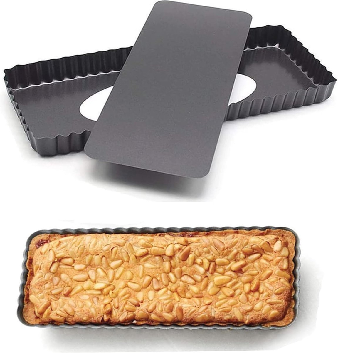 Goedkoopste Rechthoekige taartvorm met afneembare bodem - 36,5 x 14,5 x 3 cm - Perfect voor koekjes en muffins