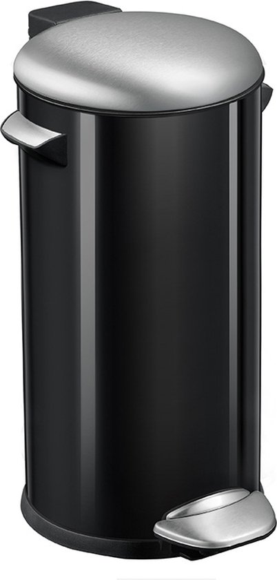 EKO - Belle Deluxe pedaalemmer 30 liter - Steel Plastic - zwart glanzend, mat RVS